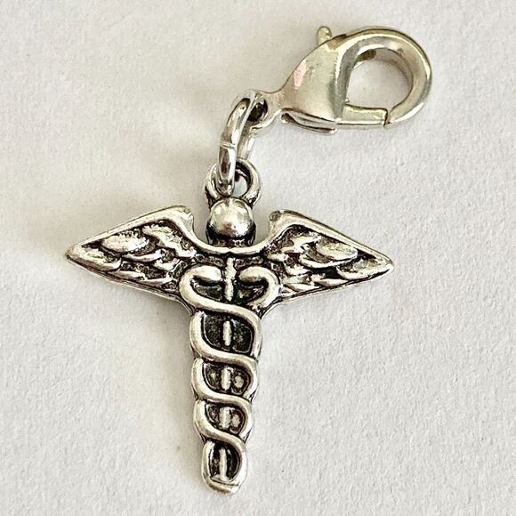 Caduceus Clip On Charm Zipper Pull Bag Purse Charm Graduation Gift RN MD DO ARNP - Picture 4 of 8